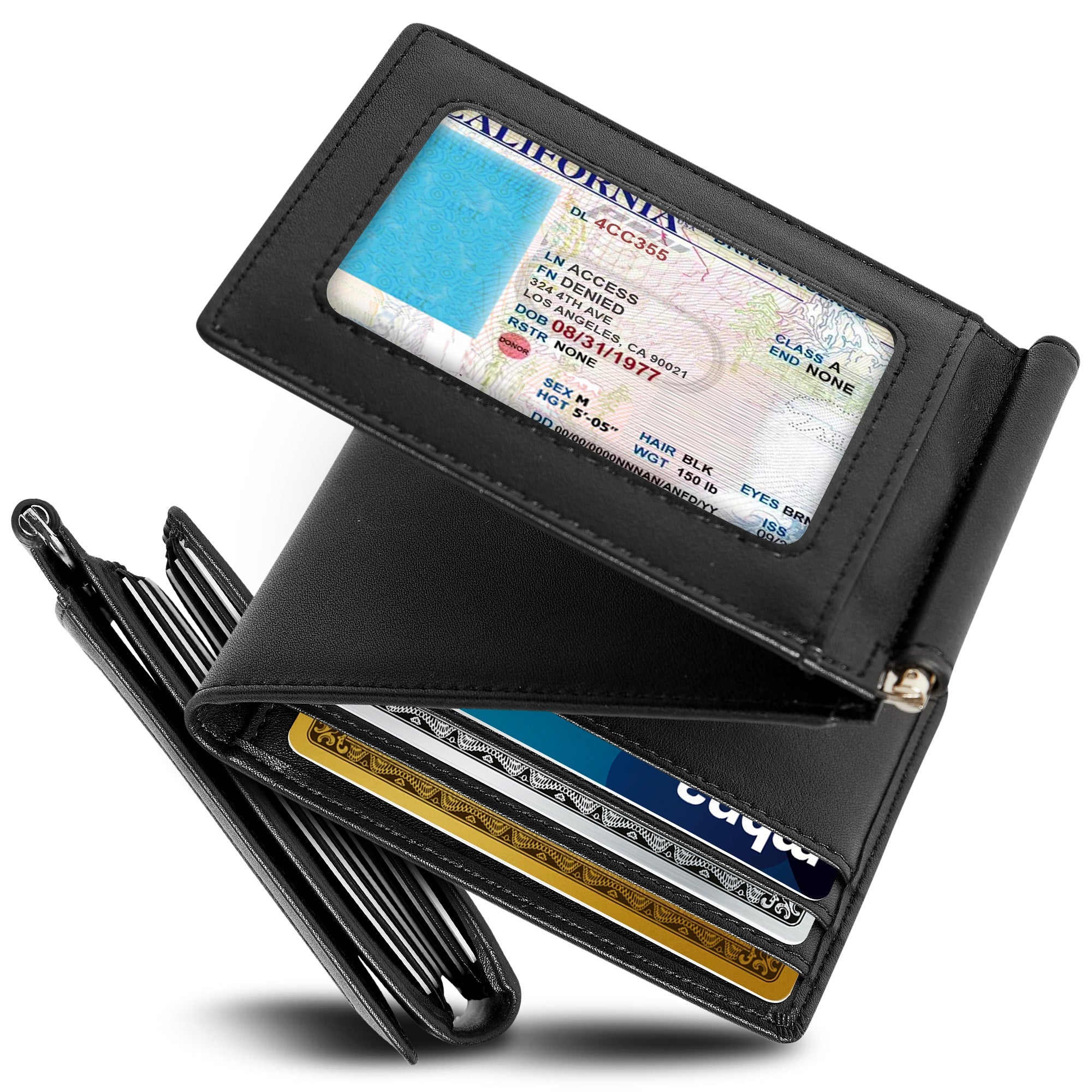 Vegan Leather Trifold Wallet with Money Clip