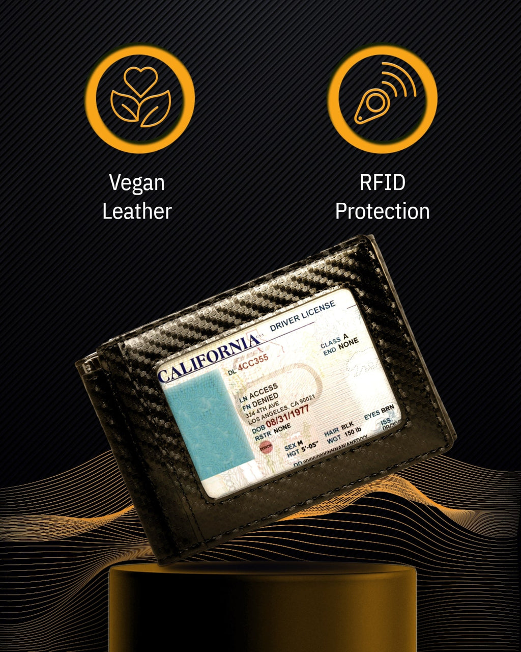 Vegan Leather Trifold Wallet with Money Clip