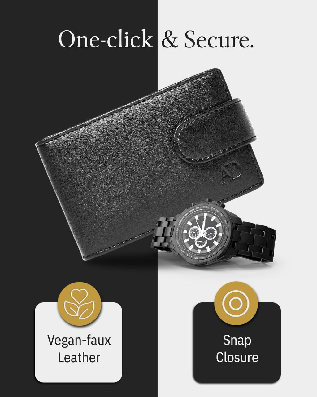 Vegan Leather Snap Bifold Wallet