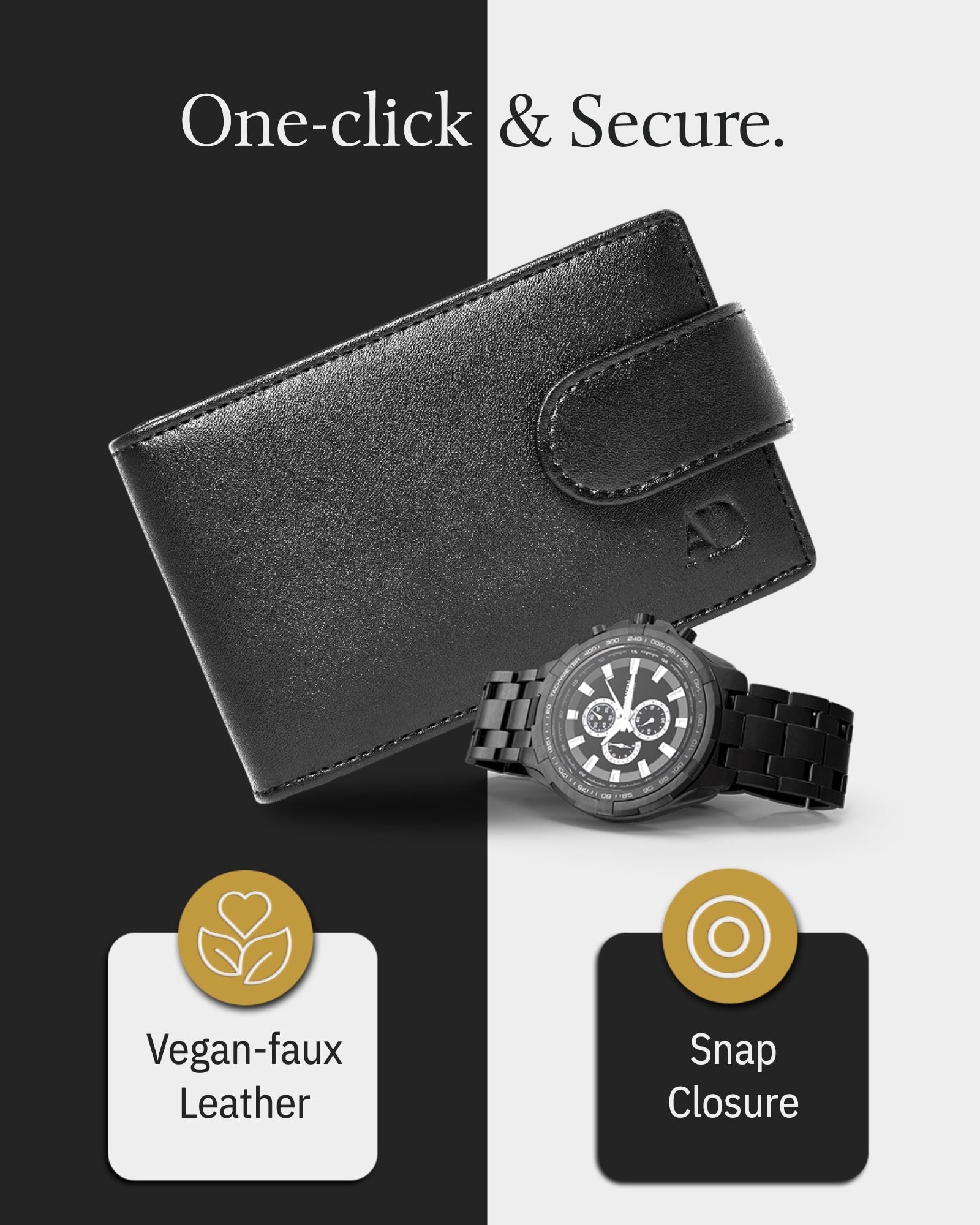 Vegan Leather Snap Bifold Wallet