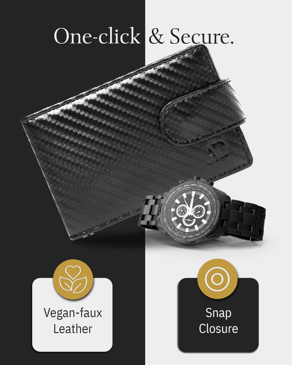Vegan Leather Snap Bifold Wallet