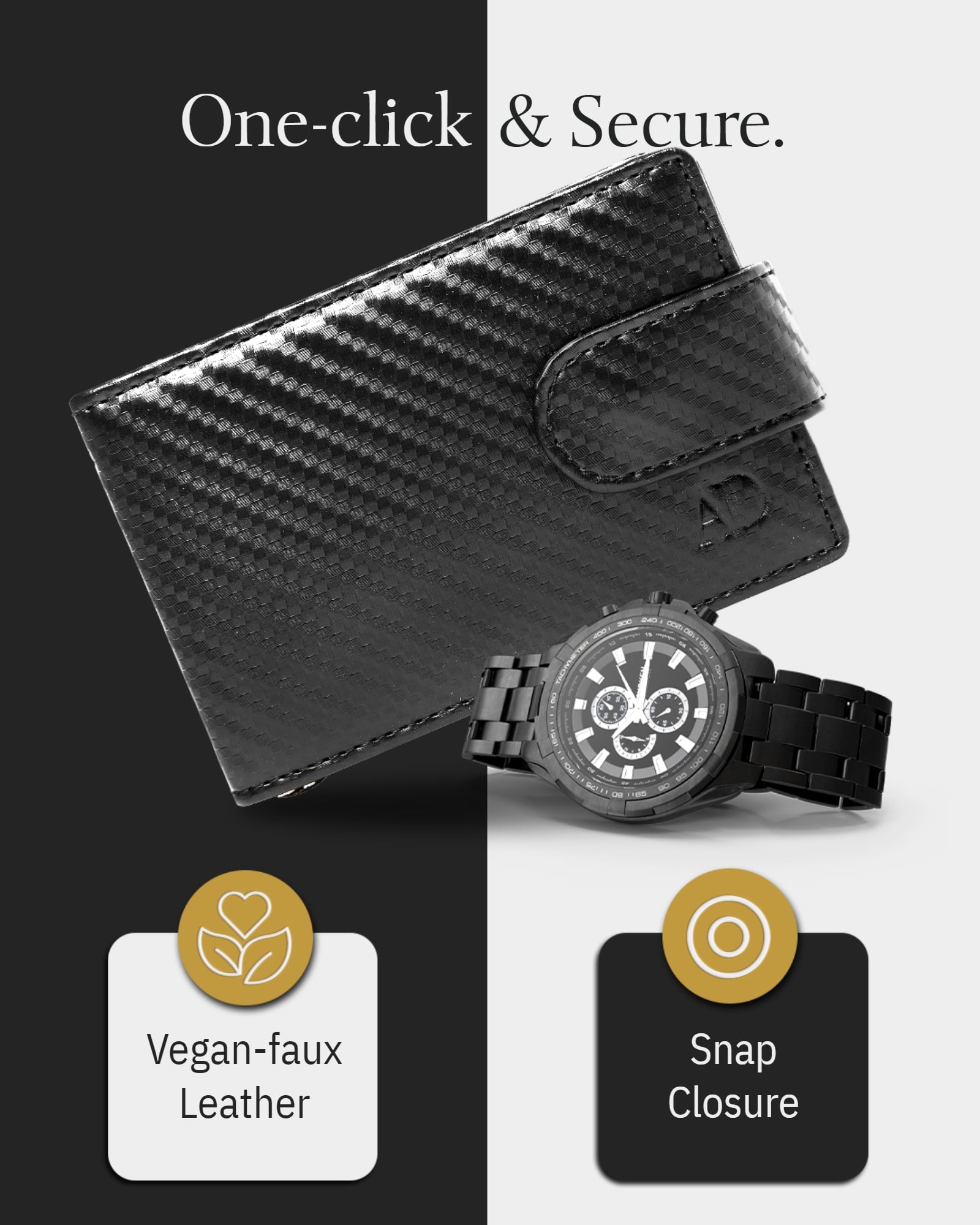 Vegan Leather Snap Bifold Wallet
