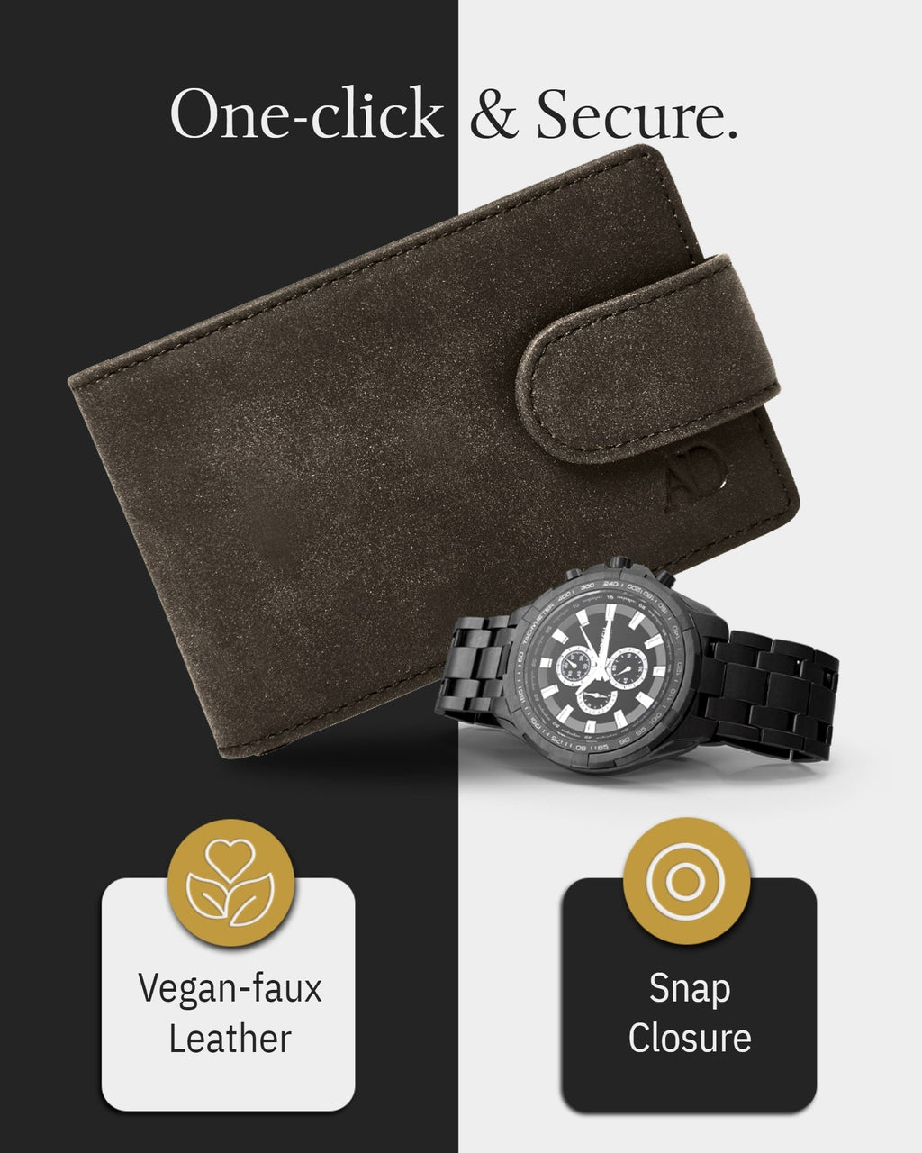 Vegan Leather Snap Bifold Wallet