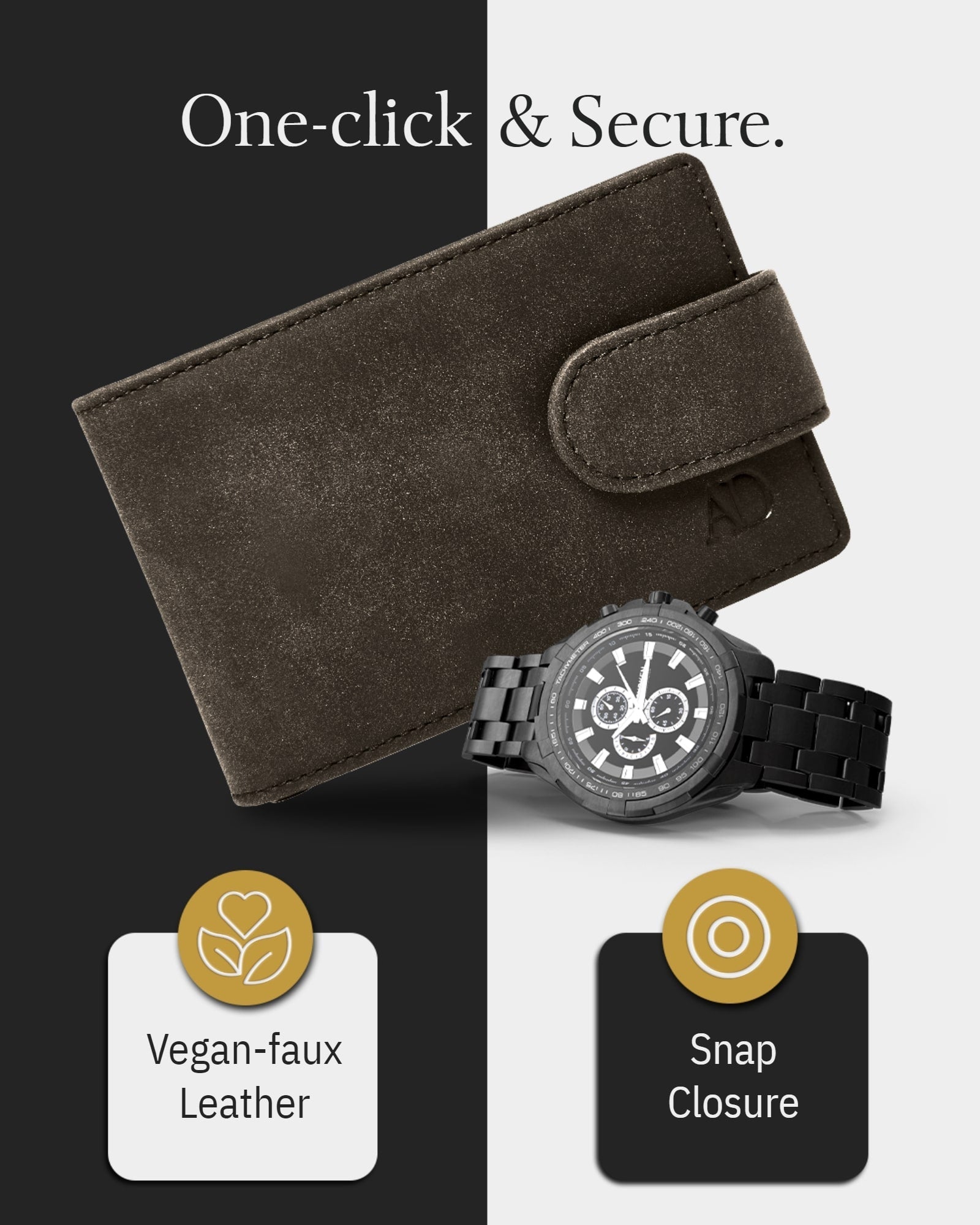 Vegan Leather Snap Bifold Wallet