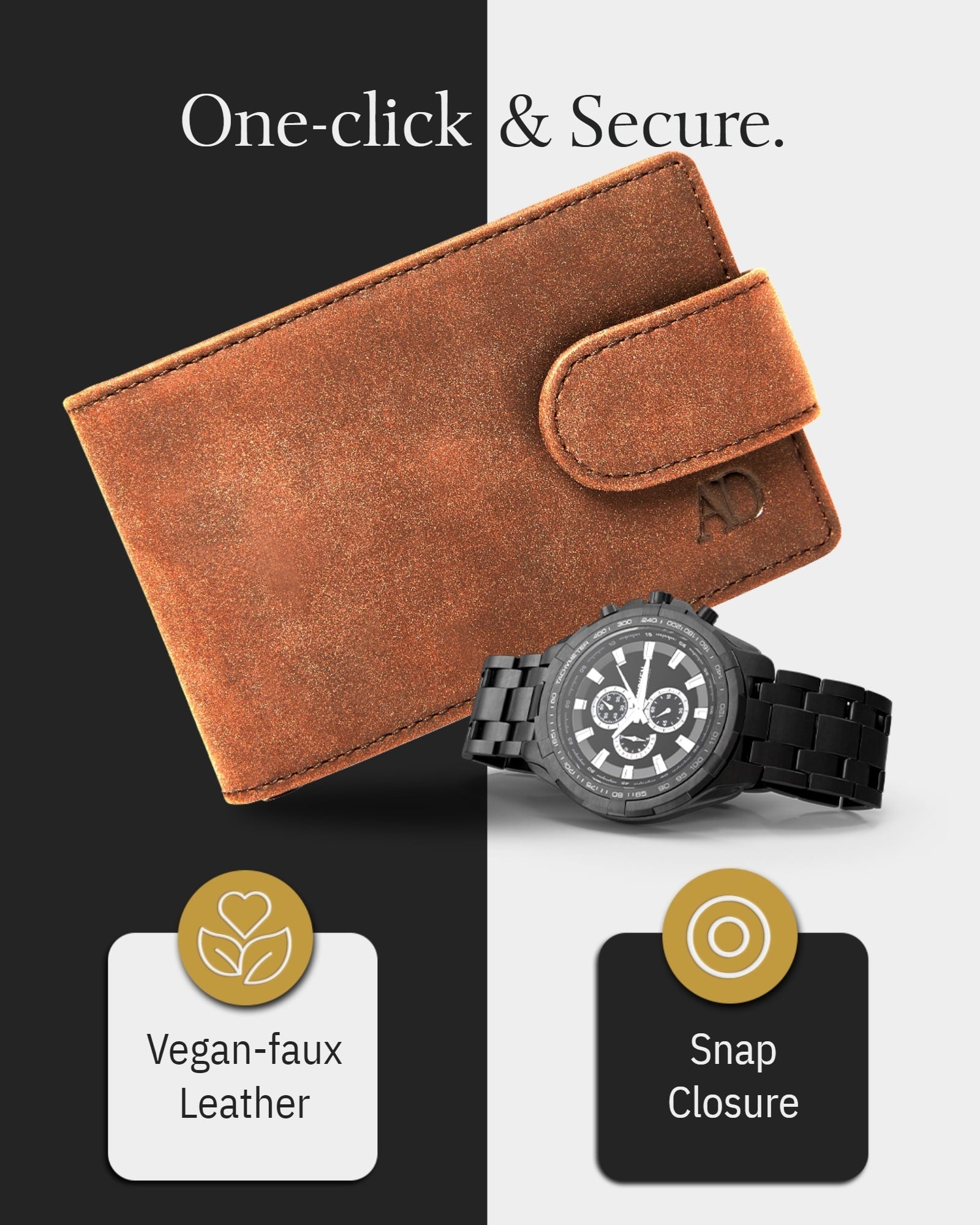 Vegan Leather Snap Bifold Wallet