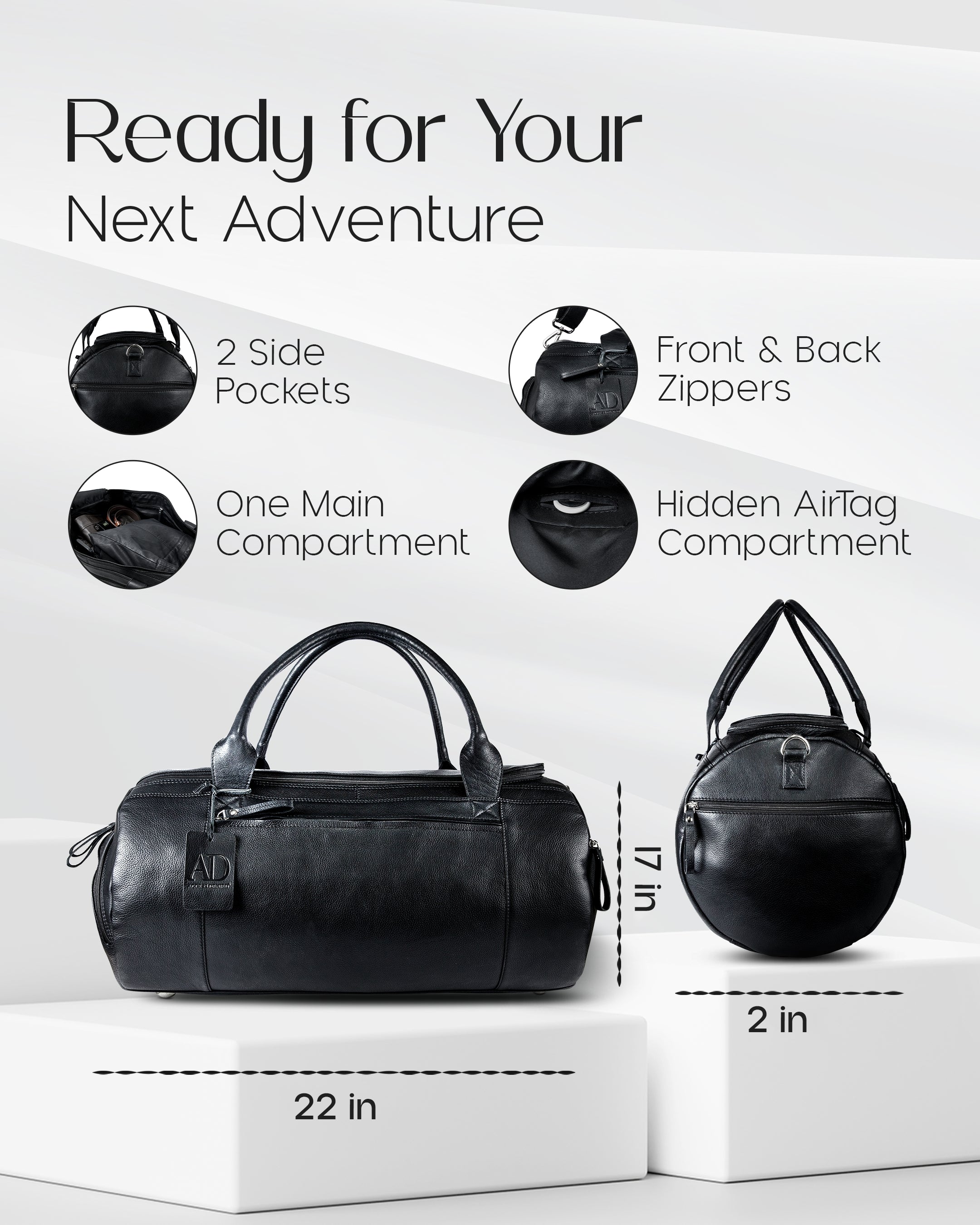 Genuine Leather Travel Duffel Bag