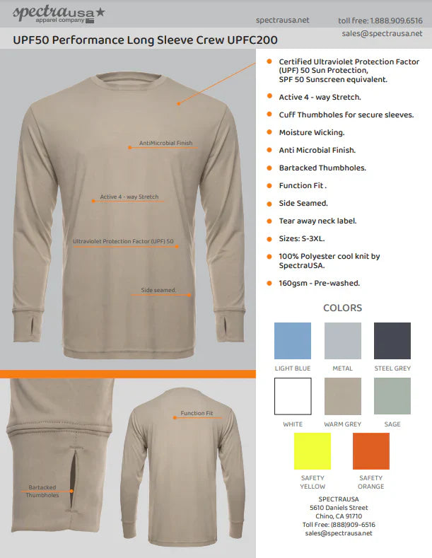 UPF 50 Performance Long Sleeve Crew