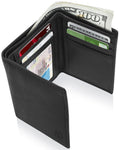 Full Grain Leather Trifold Wallet with ID Window